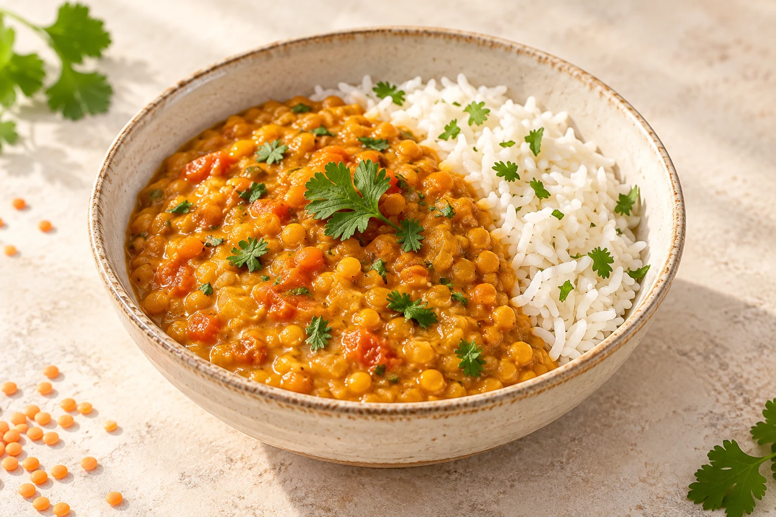 Linsen-Dal mit Reis